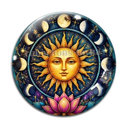 Cabochon soleil, cabochon résine ou verre rond différente taille