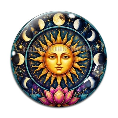 Cabochon soleil, cabochon résine ou verre rond différente taille