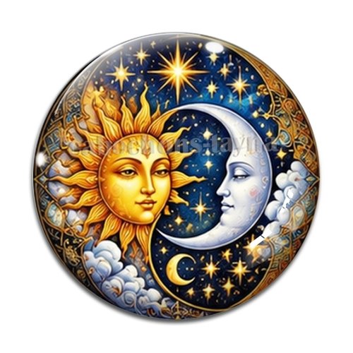 Cabochon soleil lune, cabochon résine ou verre rond différente taille