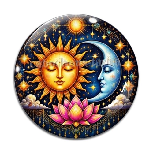 Cabochon soleil lune, cabochon résine ou verre rond différente taille