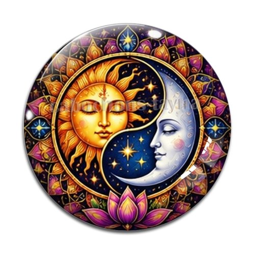 Cabochon soleil lune, cabochon résine ou verre rond différente taille