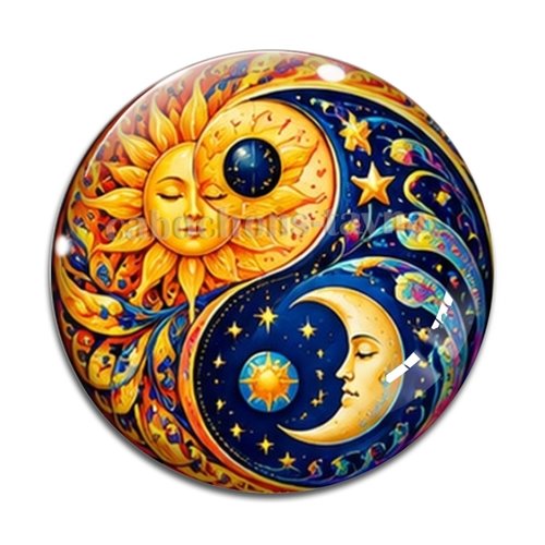 Cabochon soleil lune, cabochon résine ou verre rond différente taille