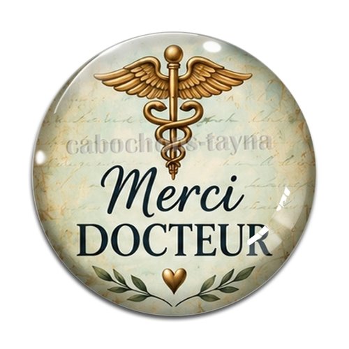 Cabochon merci docteur, cabochon résine, verre rond différente taille