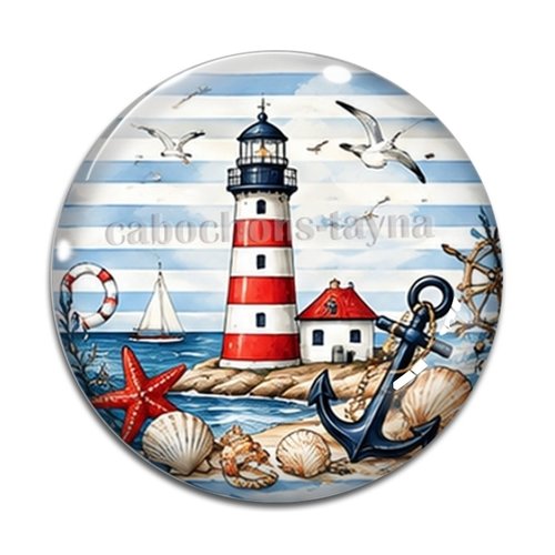 Cabochon phare de mer, cabochon résine, verre rond différente taille