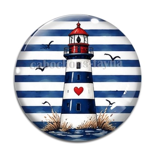 Cabochon phare de mer, cabochon résine, verre rond différente taille