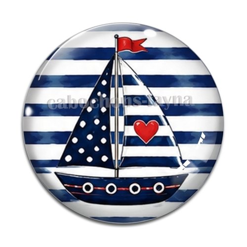 Cabochon bateau, cabochon résine, verre rond différente taille