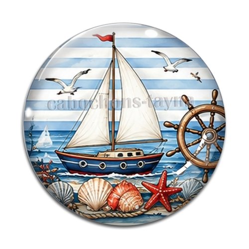 Cabochon bateau, cabochon résine, verre rond différente taille