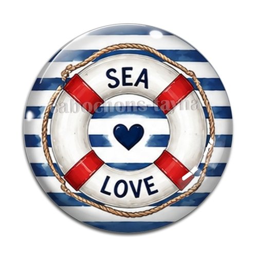 Cabochon bouée de bateau, cabochon résine, verre rond différente taille