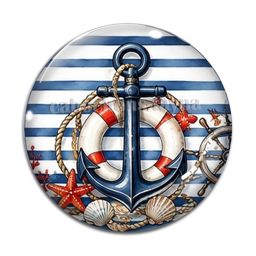 Cabochon ancre de bateau, cabochon résine, verre rond différente taille