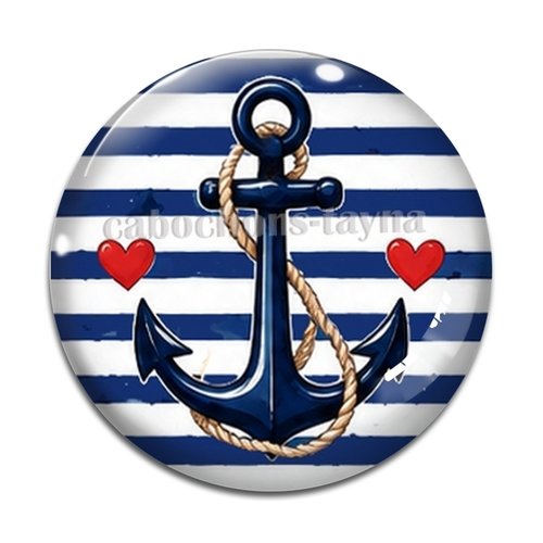 Cabochon ancre de bateau, cabochon résine, verre rond différente taille