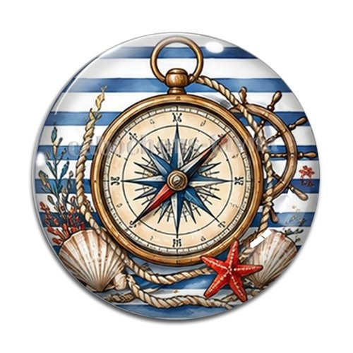 Cabochon boussole, cabochon résine, verre rond différente taille