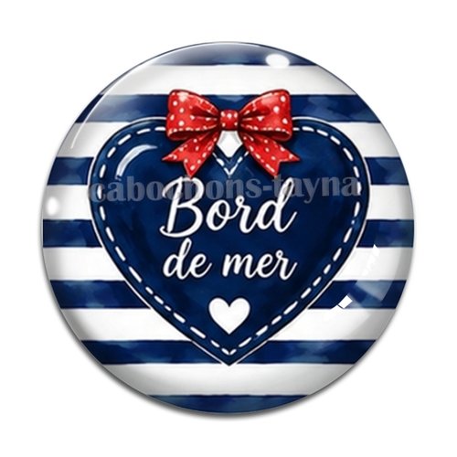 Cabochon bord de mer, cabochon résine, verre rond différente taille