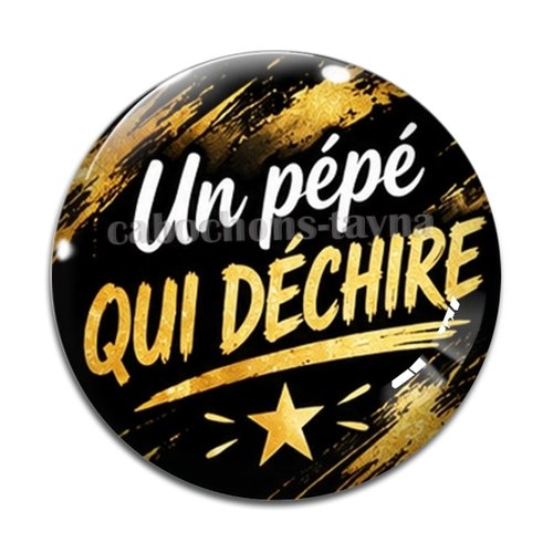 Cabochon un pépé qui déchire, cabochon résine ou verre rond différente taille
