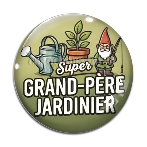 Cabochon super grand père jardinier, cabochon résine ou verre rond différente taille