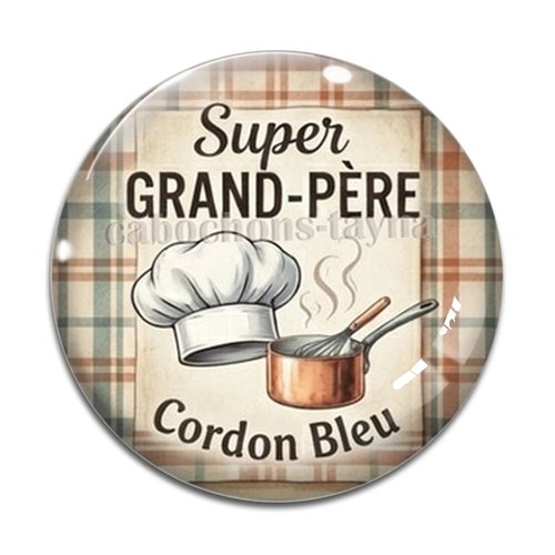 Cabochon super grand père, cabochon résine ou verre rond différente taille