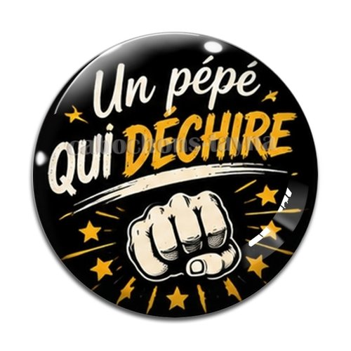 Cabochon un pépé qui déchire, cabochon résine ou verre rond différente taille
