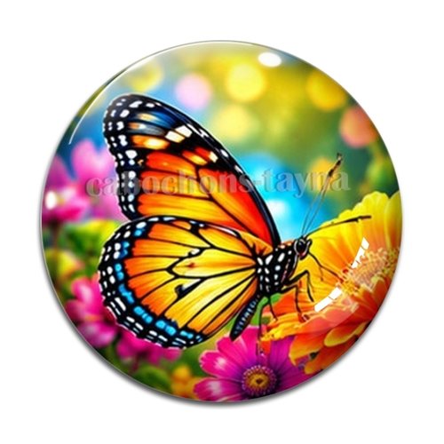 Cabochon papillon, cabochon résine ou verre rond différente taille