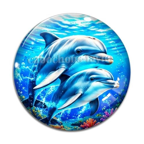 Cabochon dauphin, en résine ou en verre différente taille