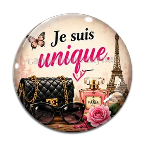 Cabochon je suis unique– résine ou verre – différentes tailles disponibles