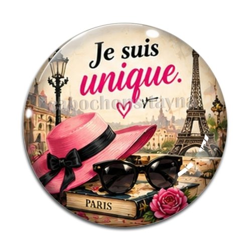 Cabochon je suis unique– résine ou verre – différentes tailles disponibles