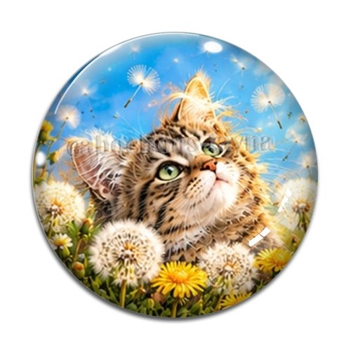 Cabochon chat, résine ou verre rond différente taille