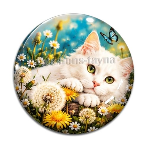 Cabochon chat, résine ou verre rond différente taille