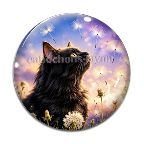 Cabochon chat, résine ou verre rond différente taille