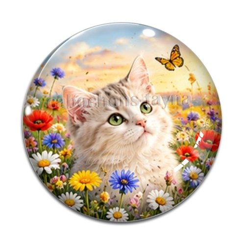 Cabochon chaton, résine ou verre rond différente taille