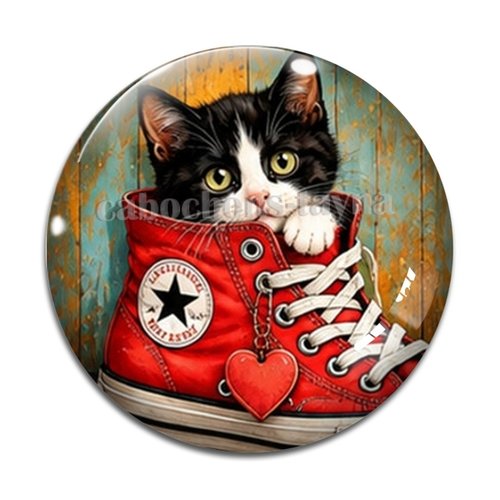 Cabochon chat chaussure, résine ou verre rond différente taille