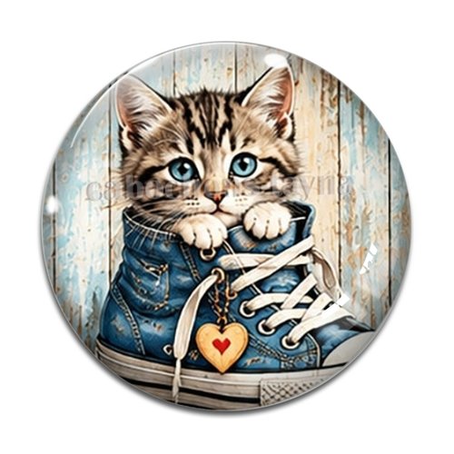 Cabochon chat chaussure, résine ou verre rond différente taille