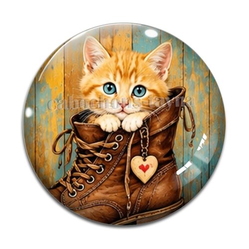 Cabochon chat chaussure, résine ou verre rond différente taille