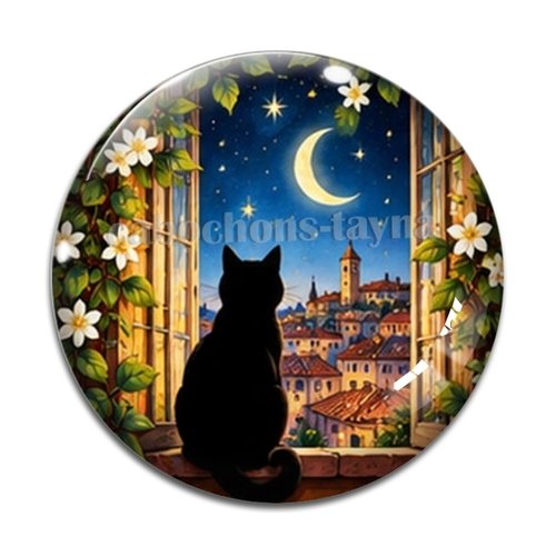 Cabochon chat étoile lune, résine ou verre rond différente taille