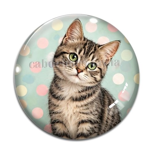 Cabochon chat pois, résine ou verre rond différente taille