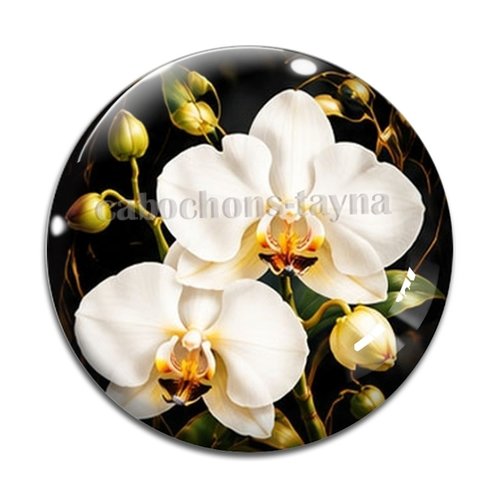 Cabochon fleur orchidée– résine ou verre – différentes tailles disponibles