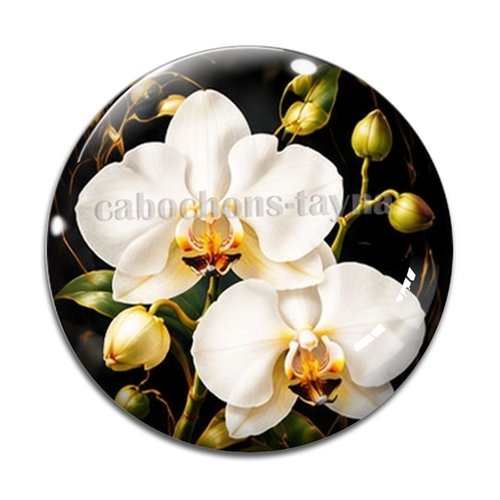 Cabochon fleur orchidée– résine ou verre – différentes tailles disponibles