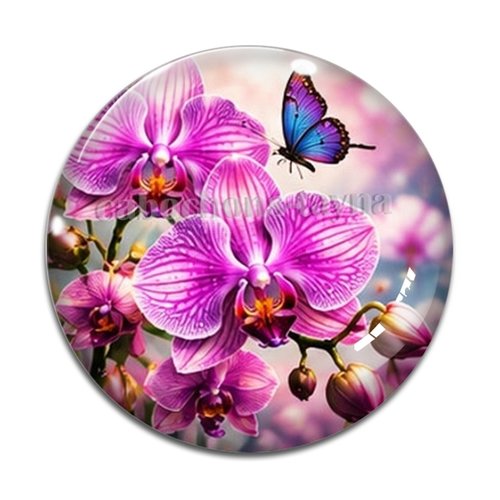 Cabochon fleur orchidée– résine ou verre – différentes tailles disponibles
