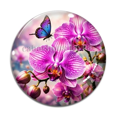 Cabochon fleur orchidée– résine ou verre – différentes tailles disponibles