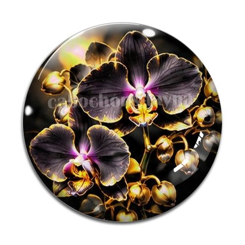 Cabochon fleur orchidée– résine ou verre – différentes tailles disponibles