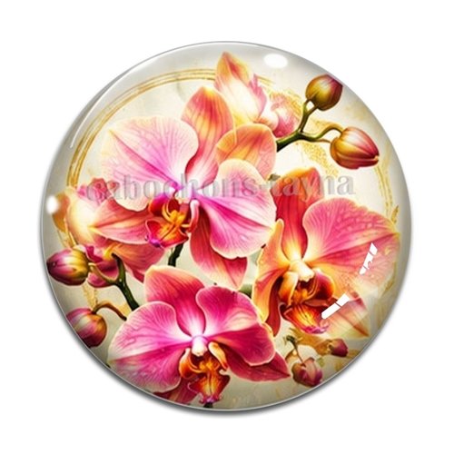 Cabochon fleur orchidée– résine ou verre – différentes tailles disponibles