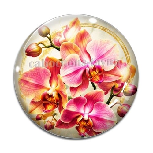 Cabochon fleur orchidée– résine ou verre – différentes tailles disponibles