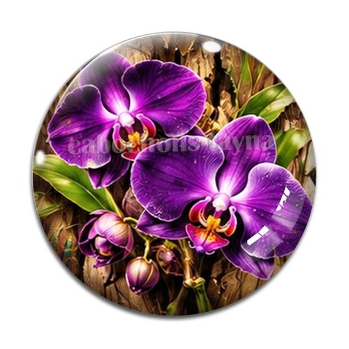 Cabochon fleur orchidée– résine ou verre – différentes tailles disponibles