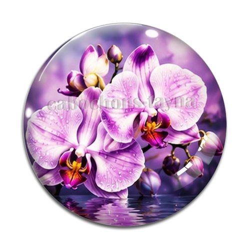 Cabochon fleur orchidée– résine ou verre – différentes tailles disponibles