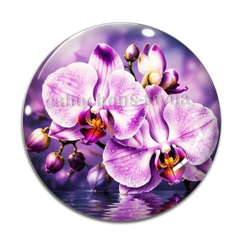 Cabochon fleur orchidée– résine ou verre – différentes tailles disponibles