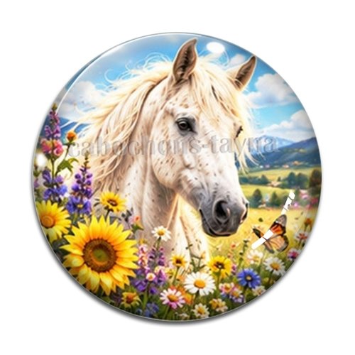 Cabochon cheval, cabochon résine ou verre rond différente taille