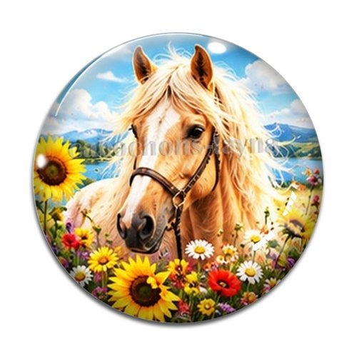 Cabochon cheval, cabochon résine ou verre rond différente taille