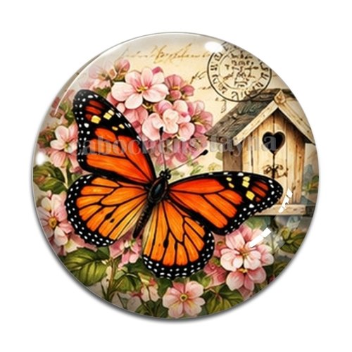 Cabochon papillon, cabochon résine ou verre rond différente taille