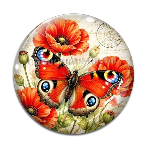 Cabochon papillon, cabochon résine ou verre rond différente taille