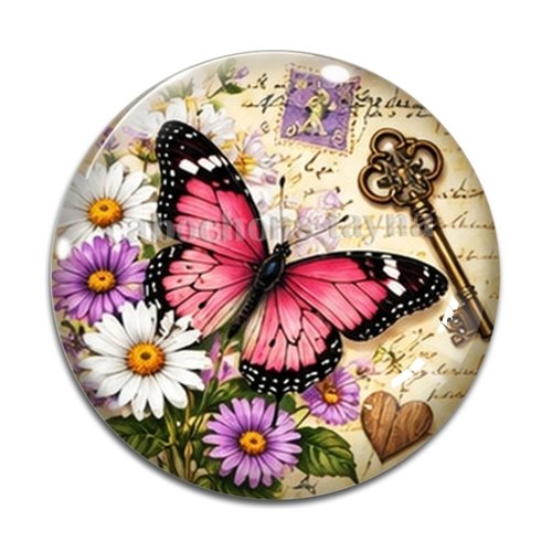 Cabochon papillon, cabochon résine ou verre rond différente taille