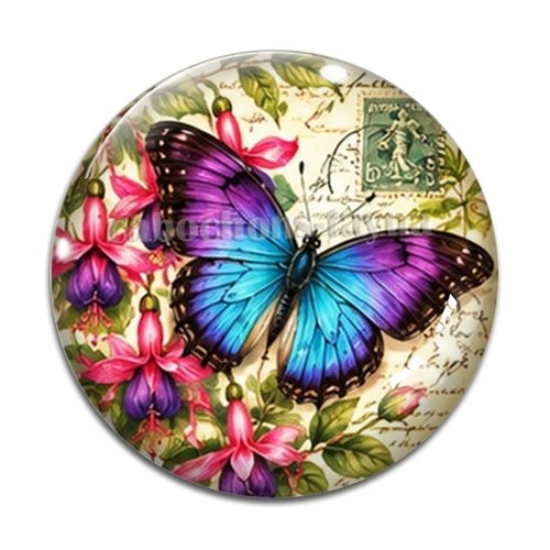 Cabochon papillon, cabochon résine ou verre rond différente taille