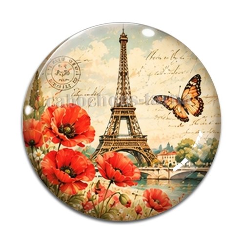Cabochon coquelicot, résine ou verre rond différente taille